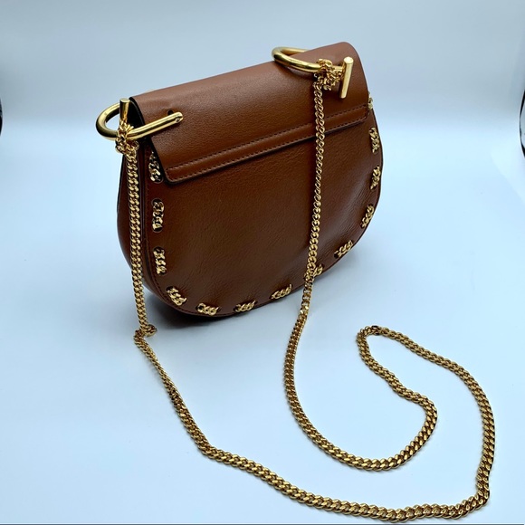 Chole mini Drew Leather Saddle Bag with chain - Picture 5 of 10
